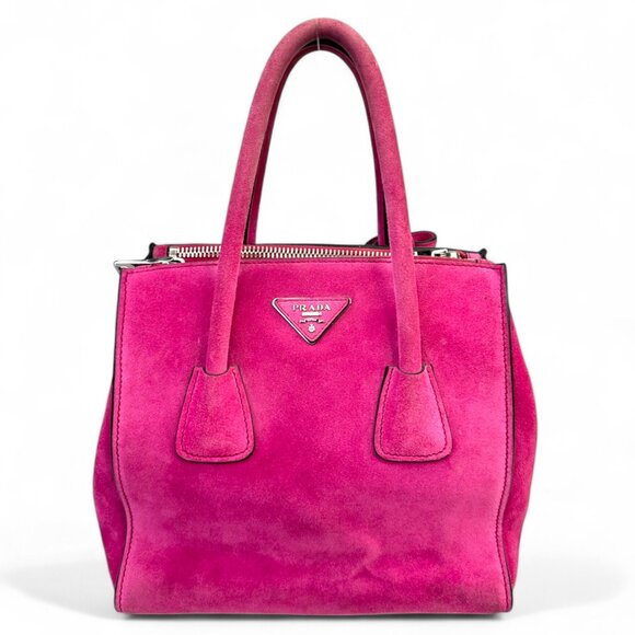 Prada Vintage Galleria Scamosciato Suede Twin Pocket Tote Bag - Picture 1 of 16
